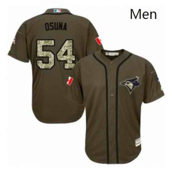 Mens Majestic Toronto Blue Jays 54 Roberto Osuna Replica Green Salute to Service MLB Jersey